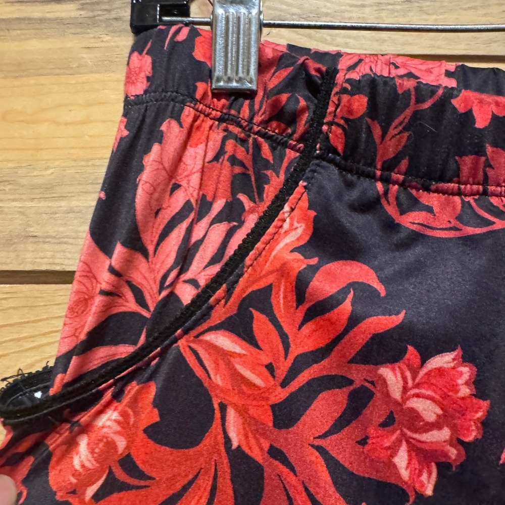 MAJAMAS EARTH Floral Pajama Pants Black Red Polka Dot‎ Trim Lounge Sleep M - Picture 3 of 7